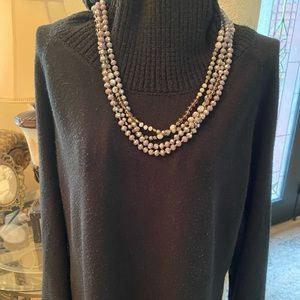 Two strands of beads sweater necklace
